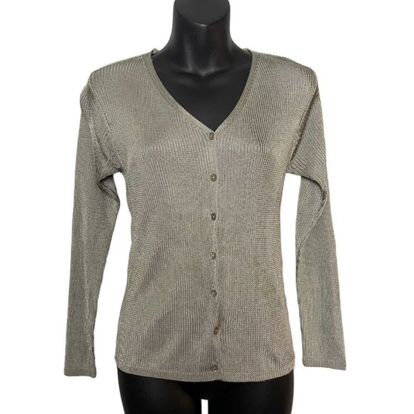 Linda Allard Ellen Tracy Womens Grey Viscose Cardigan Size Small Petite - Picture 1 of 7